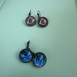 Blue and Purple Fish Scale Earrings